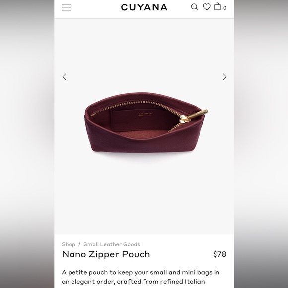 Cuyana Nano Zipper Pouch in Cherry NWT - Picture 10 of 12